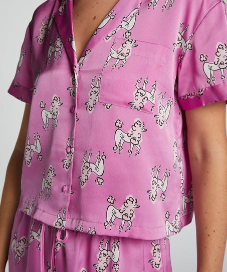 Satin Short-Sleeved Jacket, Purple