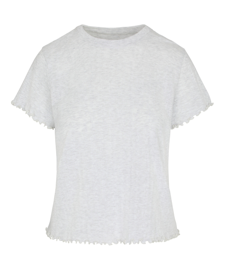 Loose-Fitting Short-Sleeved Pyjama Top, Beige