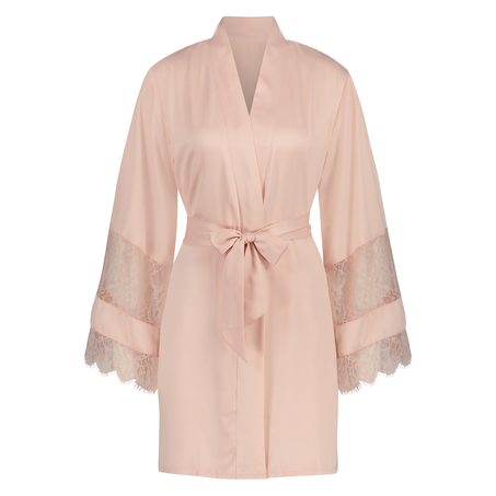 Satin Lace Kimono, Pink