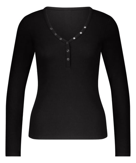 Long-Sleeved Pyjama Top, Black