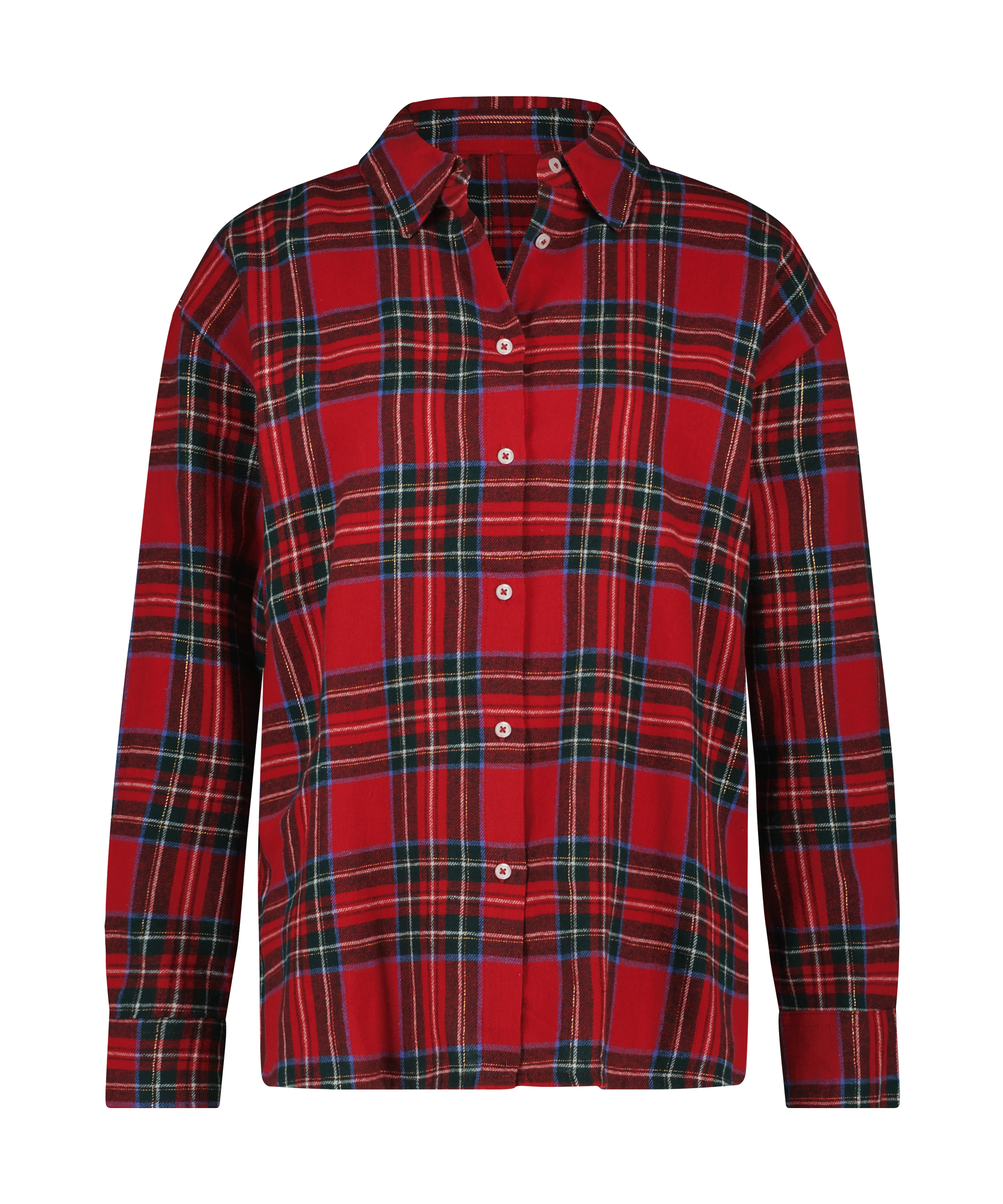 Flannel Pyjama Top, Red, main