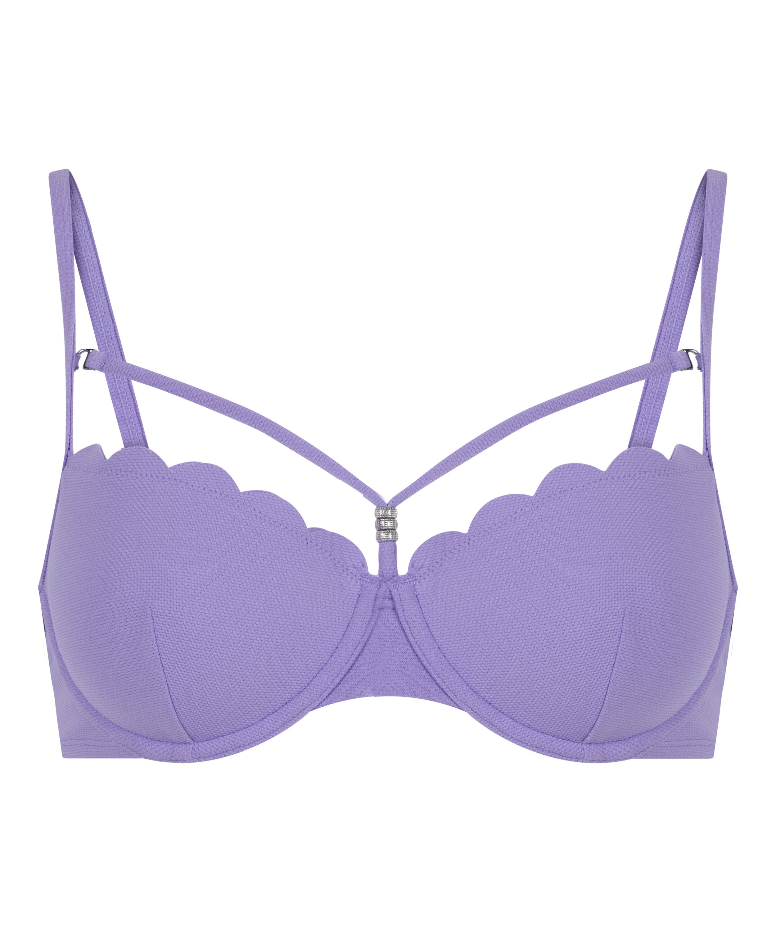 Scallop Padded Underwired Bikini Top, Purple