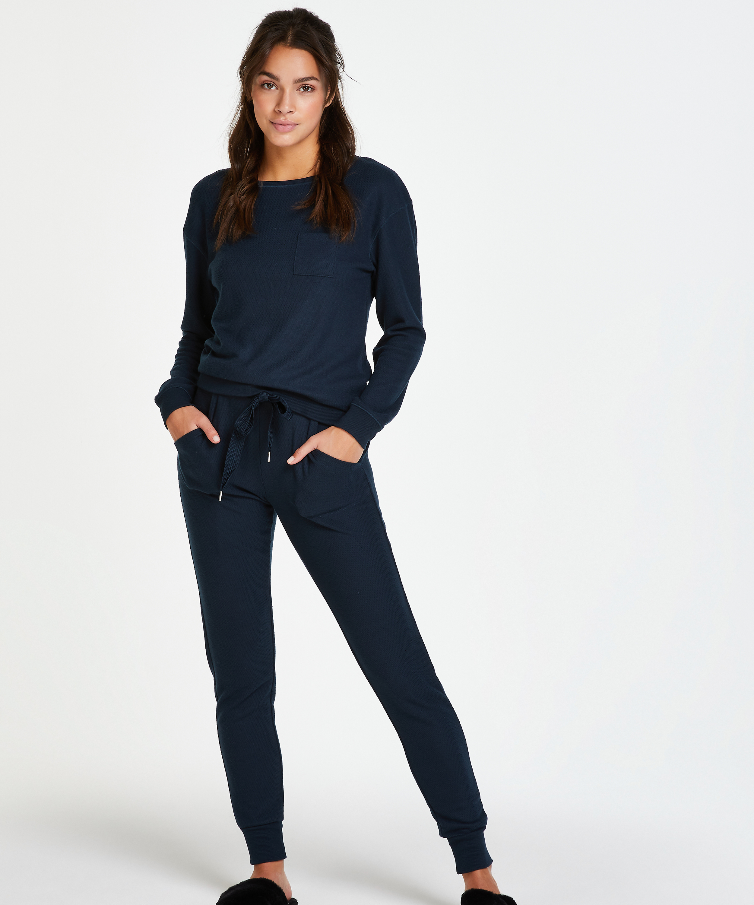 Waffle pyjama set, Blue, main