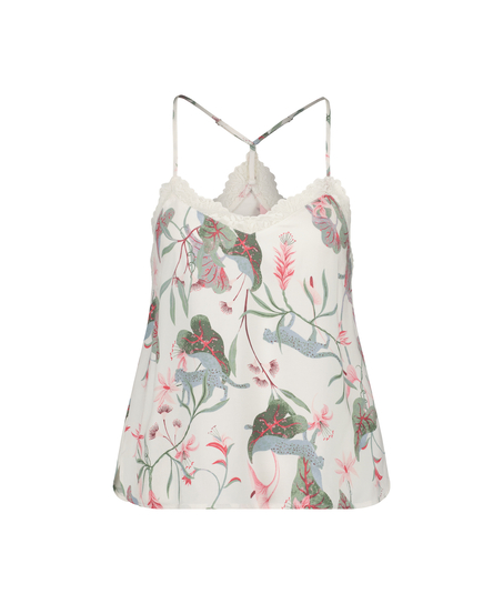 Woven Lace Cami Top, White