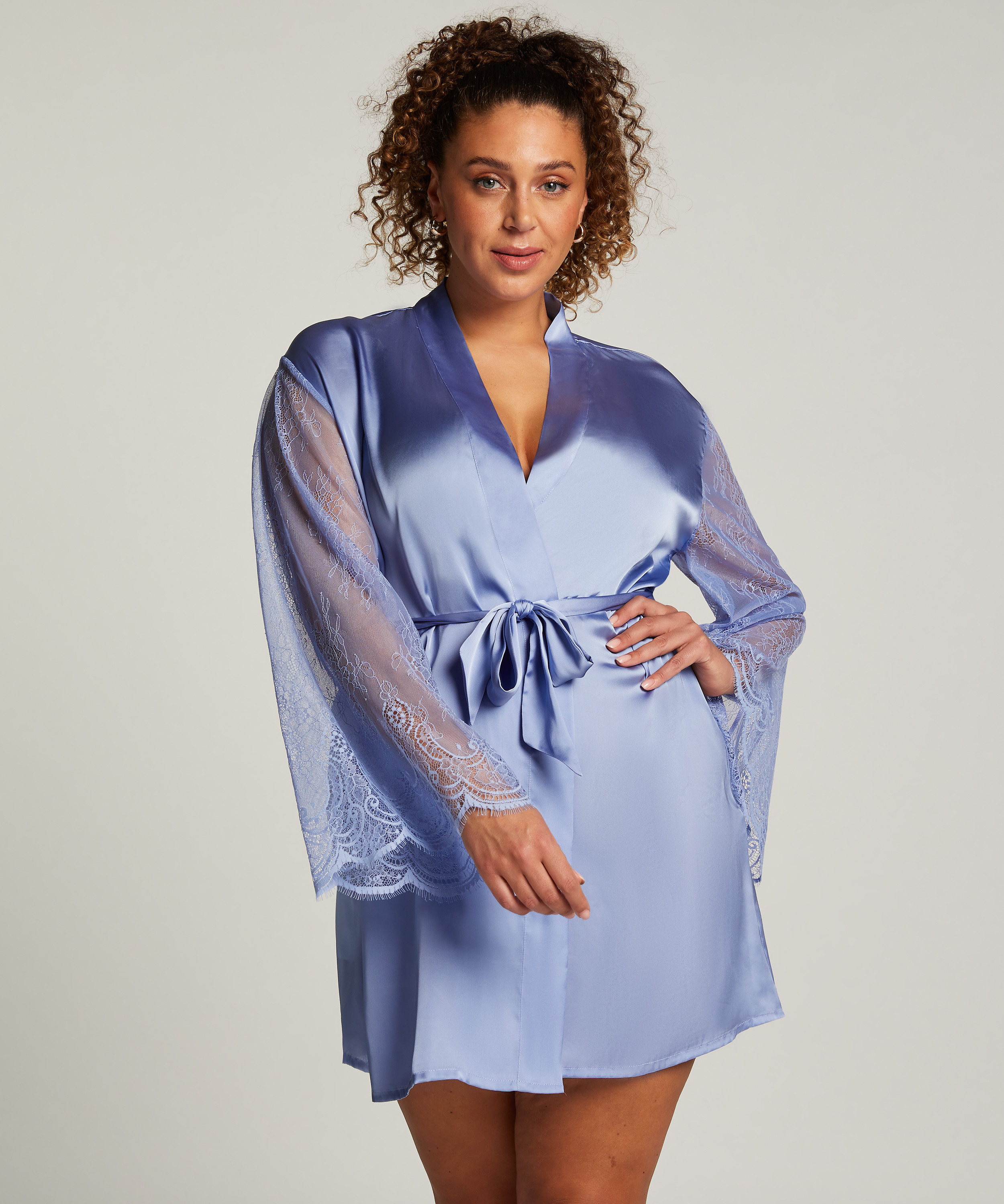 Satin Kimono, Blue, main
