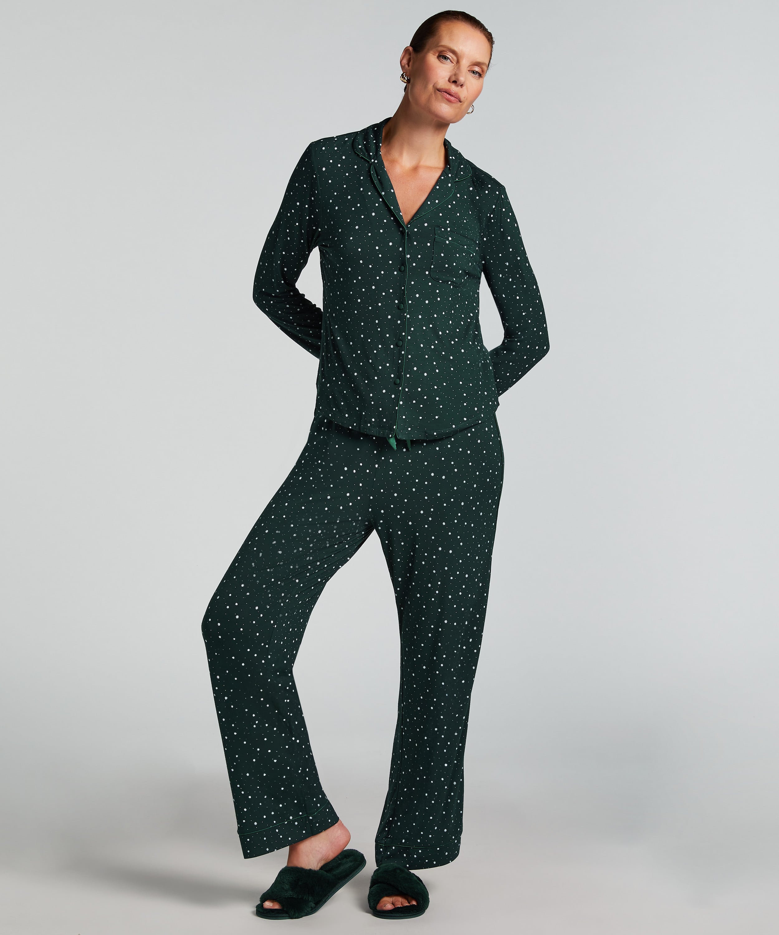 Jersey Pyjama Pants, Green, main