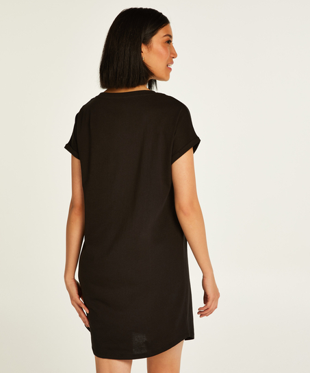 Round Neck Nightshirt, Black