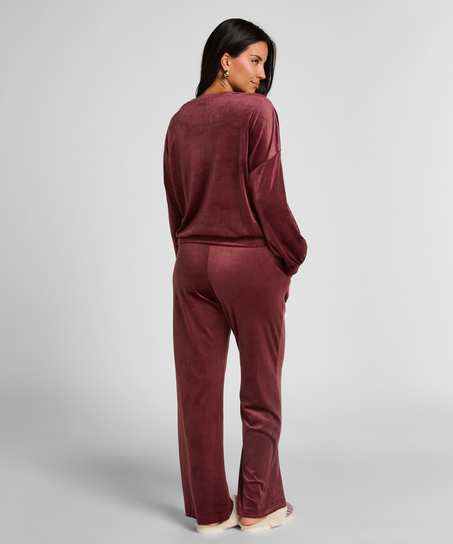Velours Pyjama Pants, Red