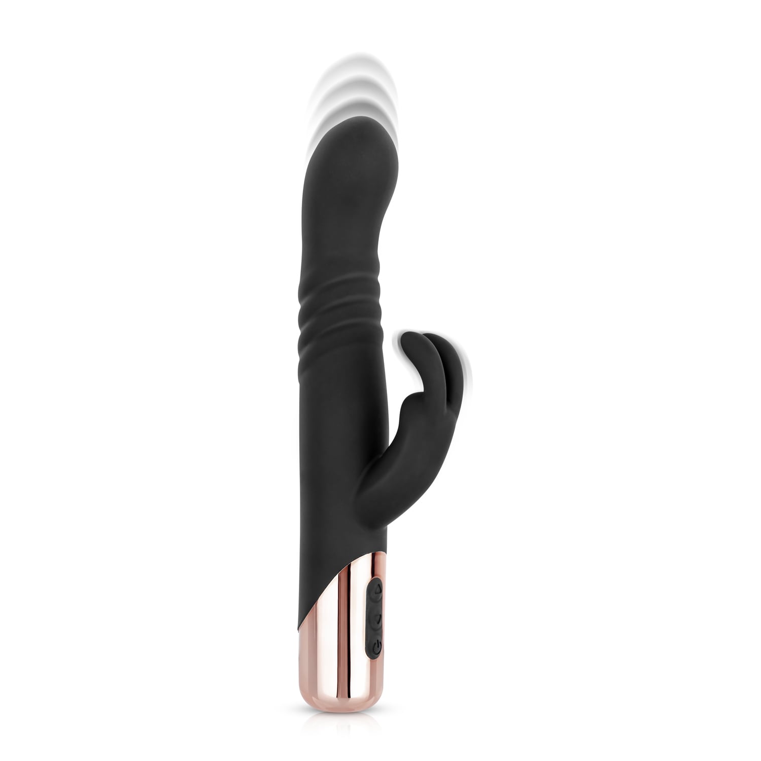 Rosy Gold Rabbit Vibrator, Black, main