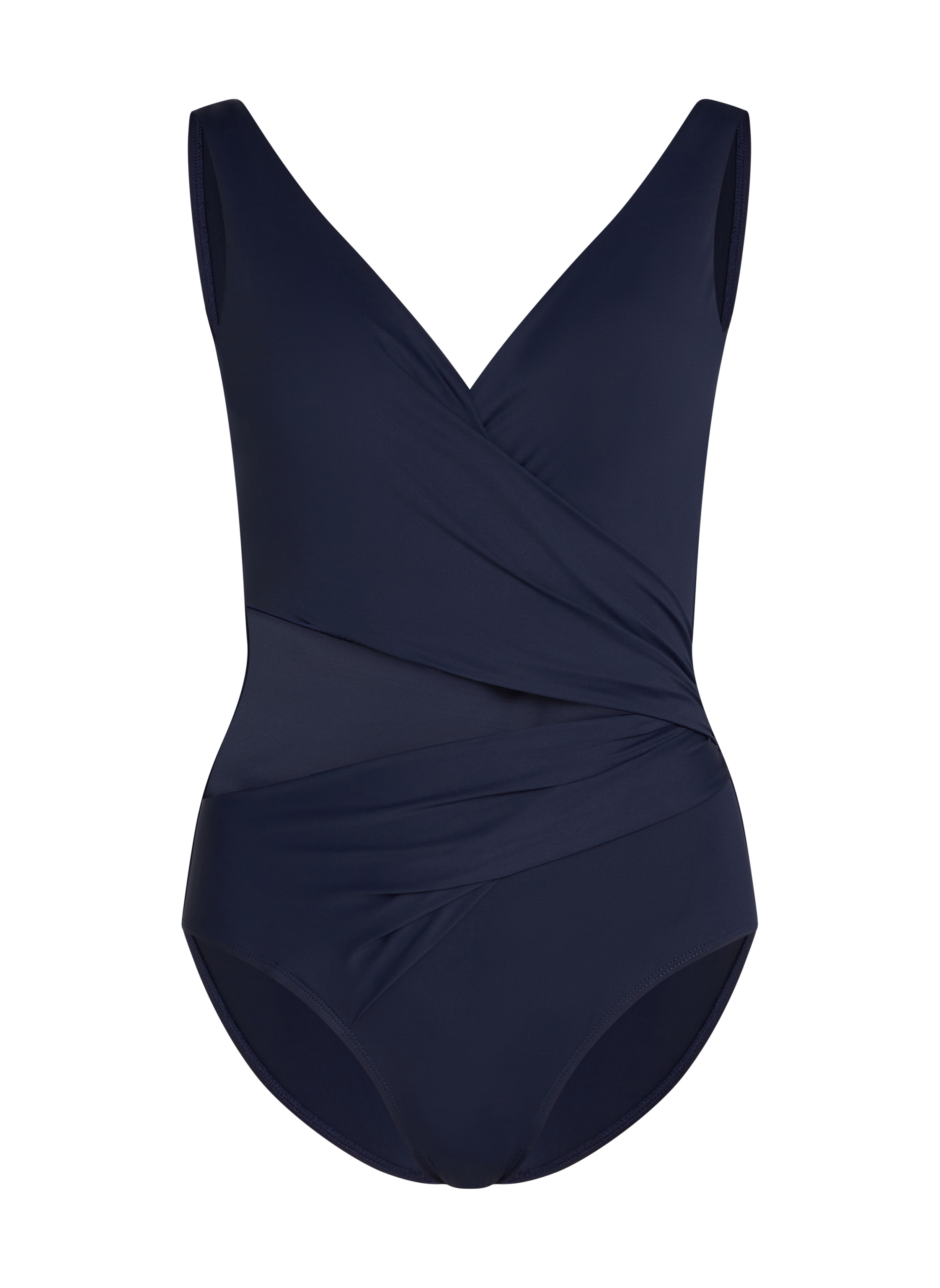 Shaping Shell Mesh Swimsuit, Blue, main