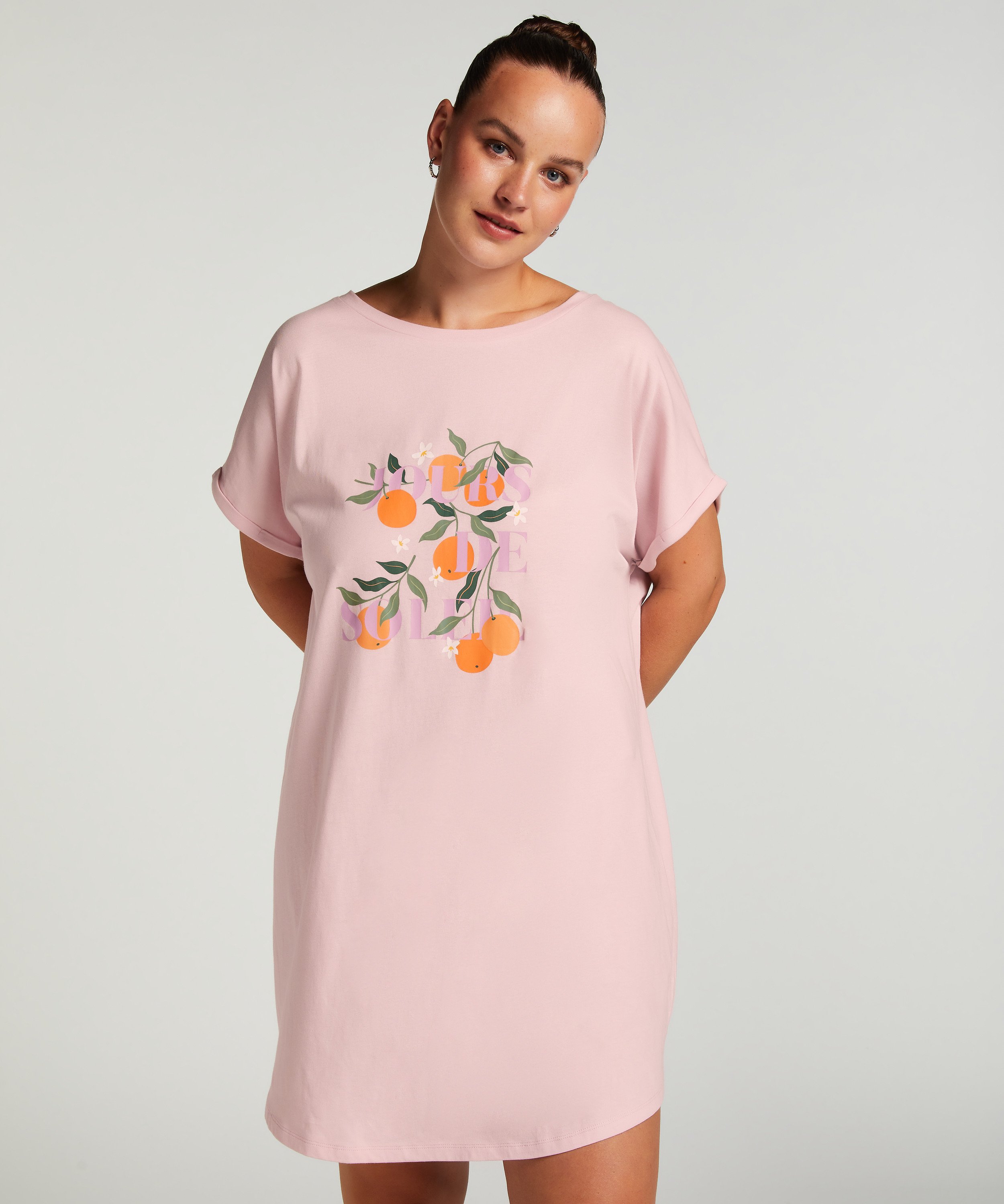 Round Neck Nightshirt, Pink, main