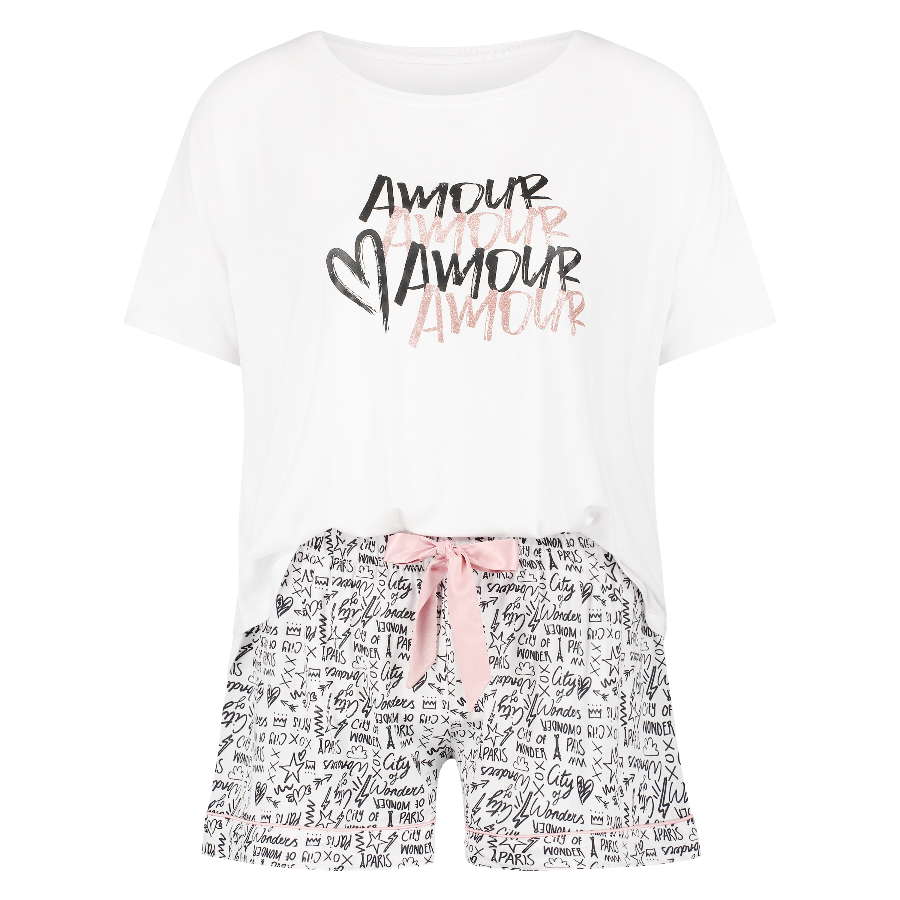 Short pyjama set, White, main