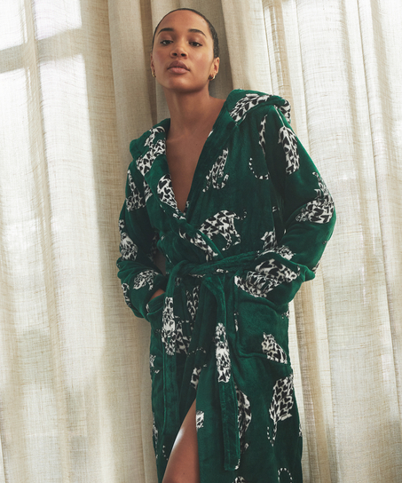Fleece Bathrobe, Green