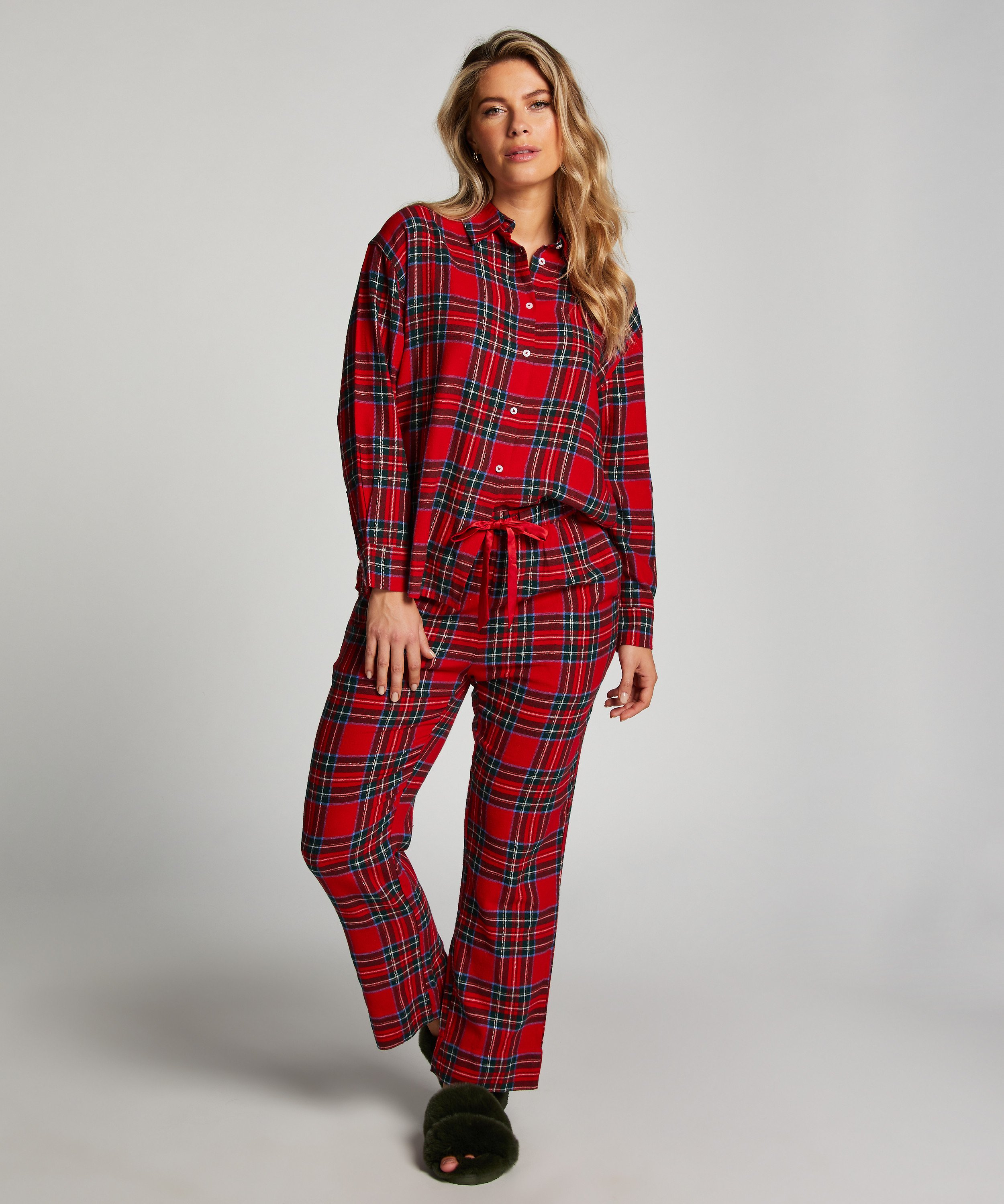 Flannel Pyjama Pants, Red, main