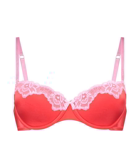 Lace & Shine Padded Underwired Bra, Red