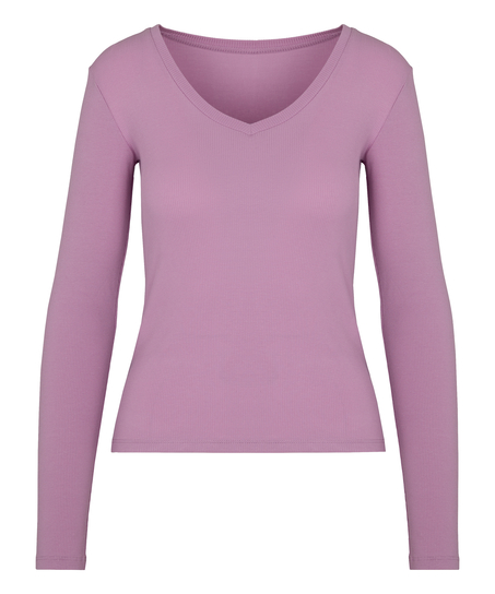 Longsleeved Top with Rib, Purple