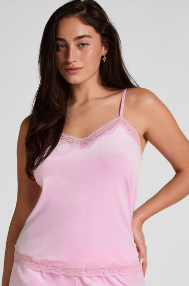 Hunkemöller Velours Lace Cami Top Pink