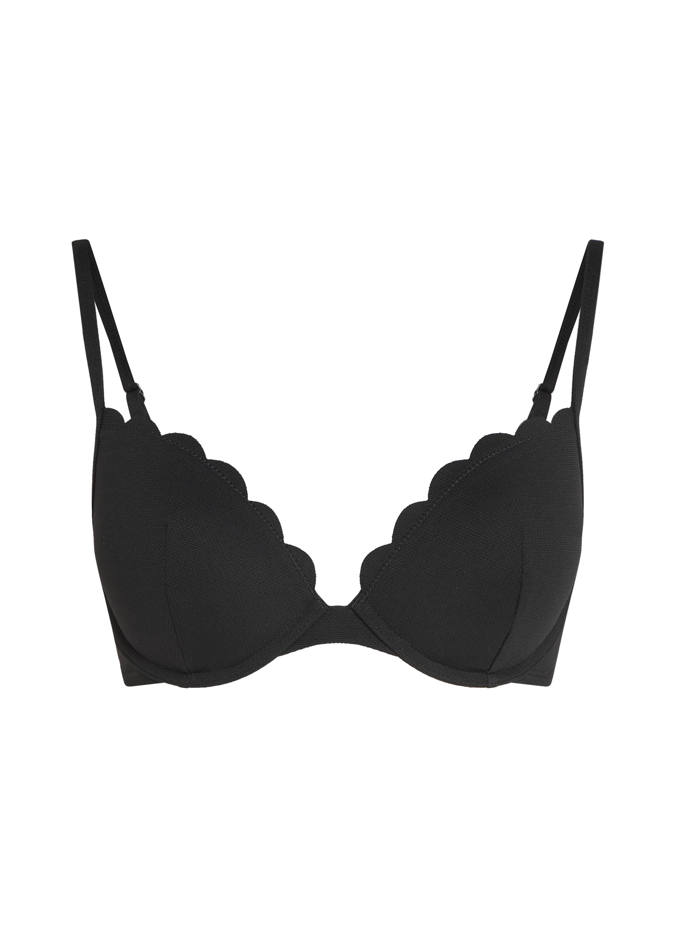 Scallop push-up underwired bikini top Cup A - E, Black, main