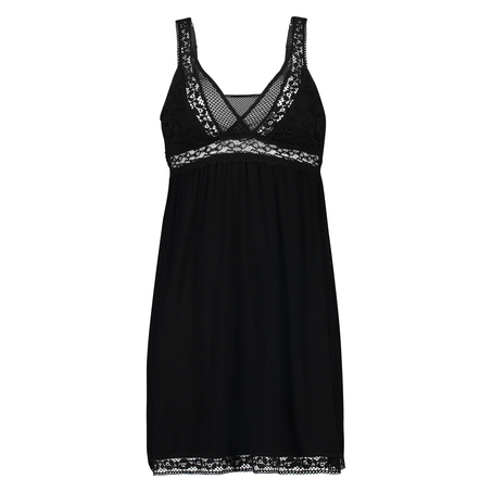 Graphic Lace slipdress, Black