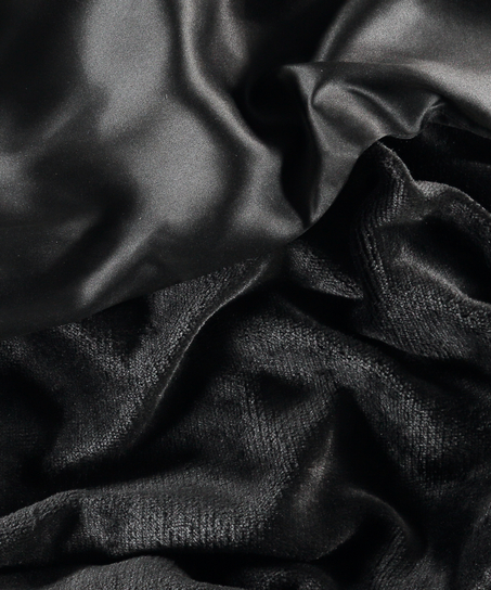 Satin Fleece Bathrobe, Black