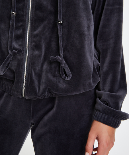 Velvet hoodie jacket, Gray
