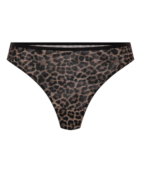 Highleg String Tara Leopard, Black