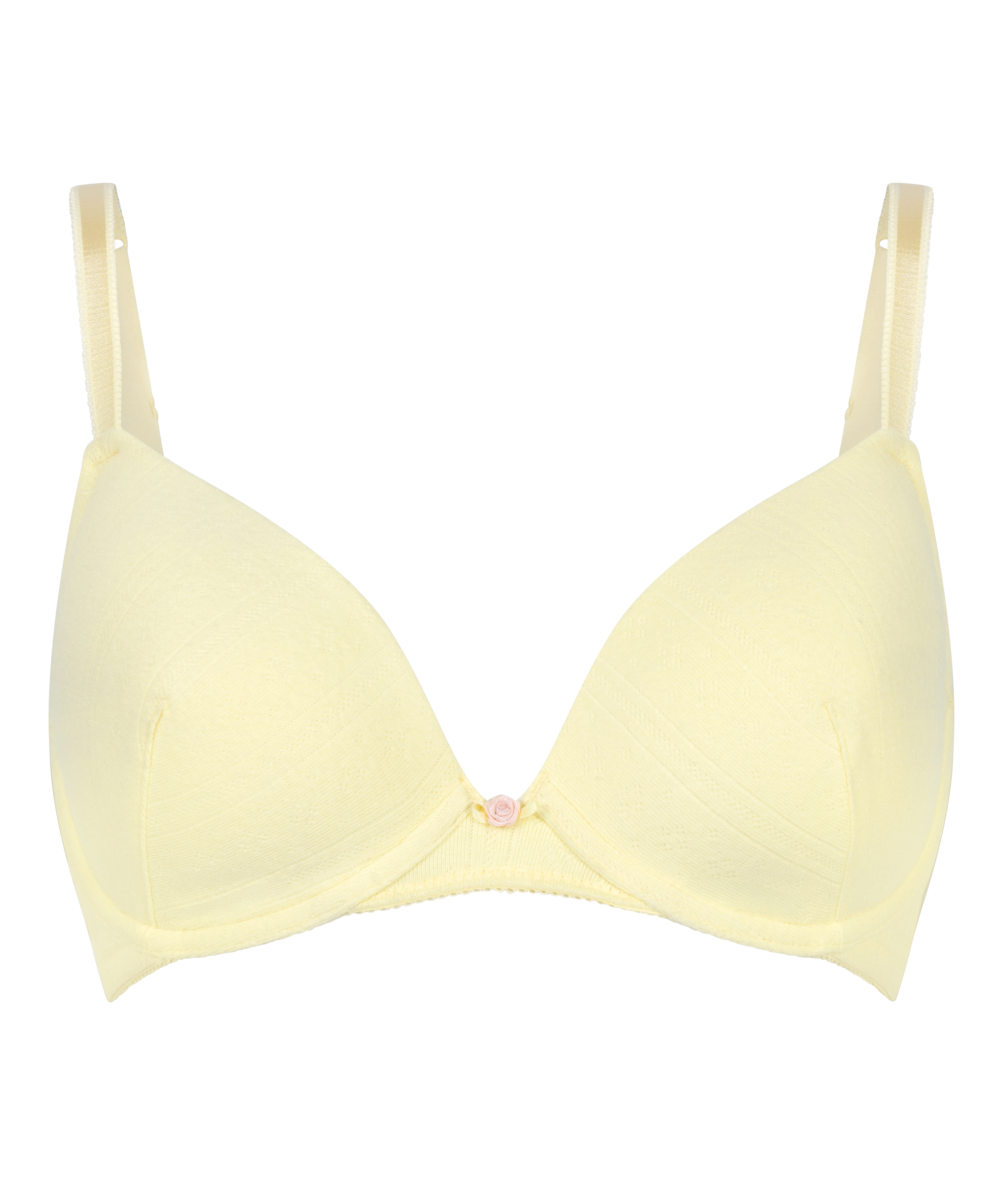 Pointelle Padded Underwired Bra, Yellow, main