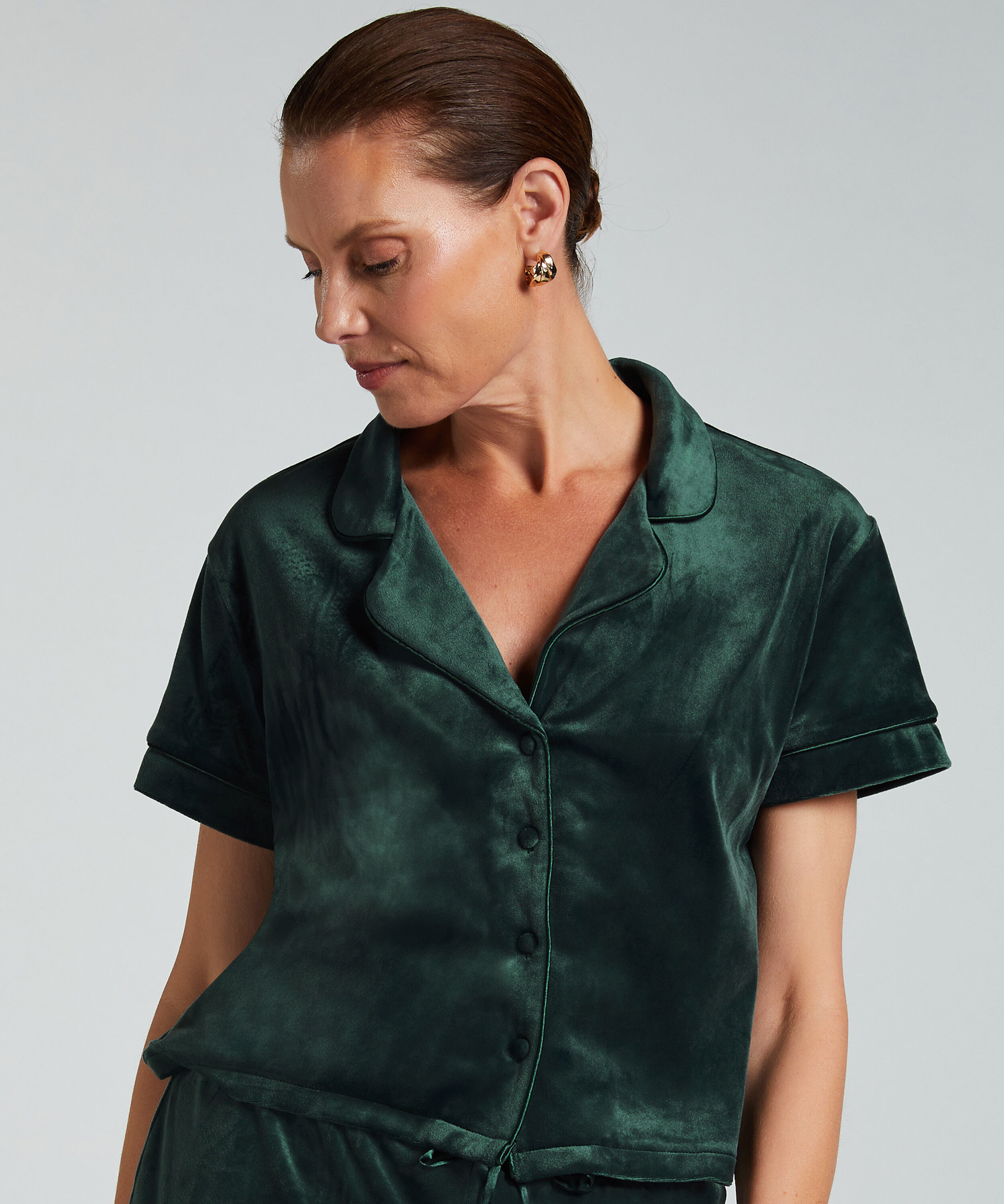 Short Sleeve Velour Jacket, Green