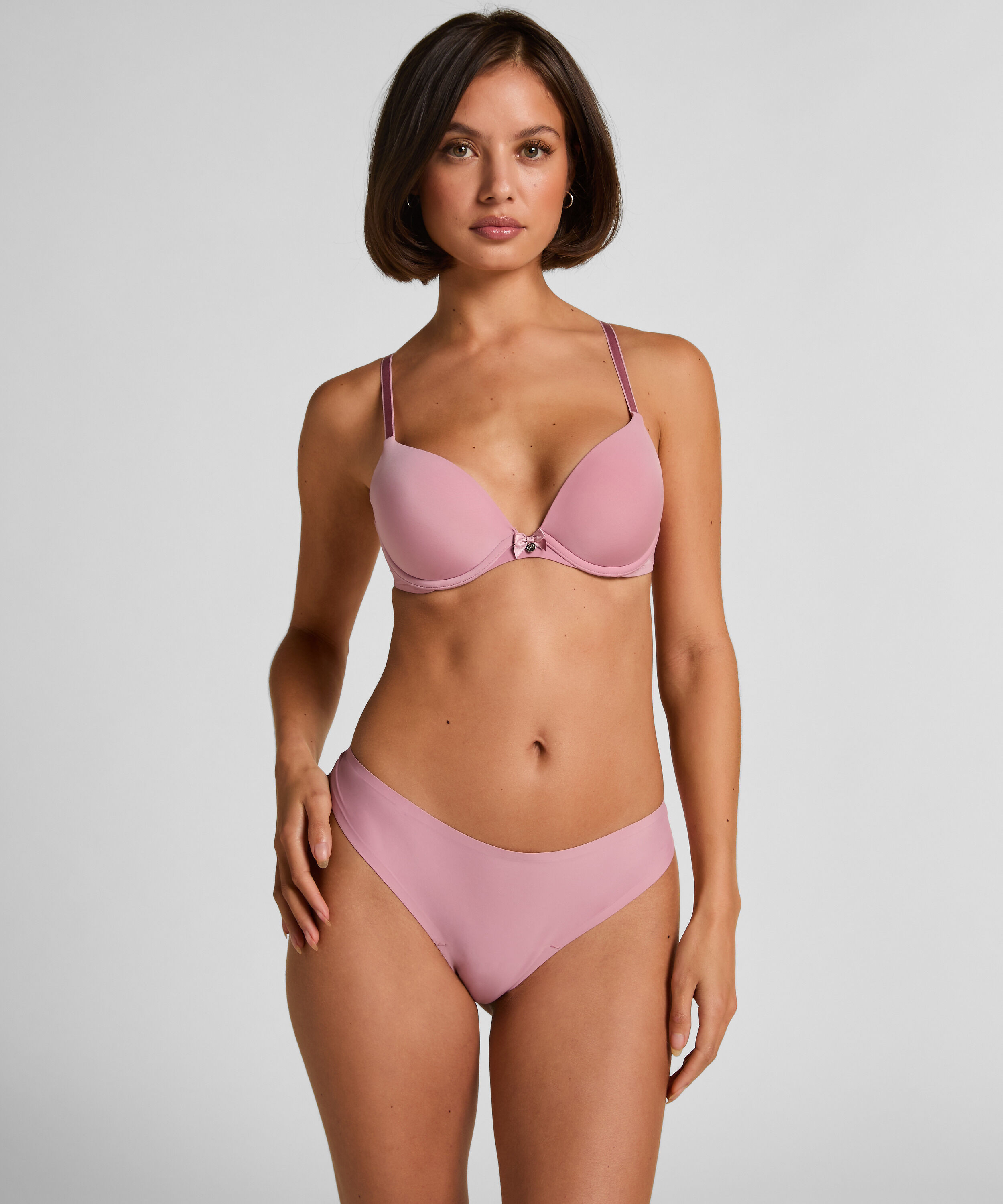 Lace Back Invisible Thong, Pink