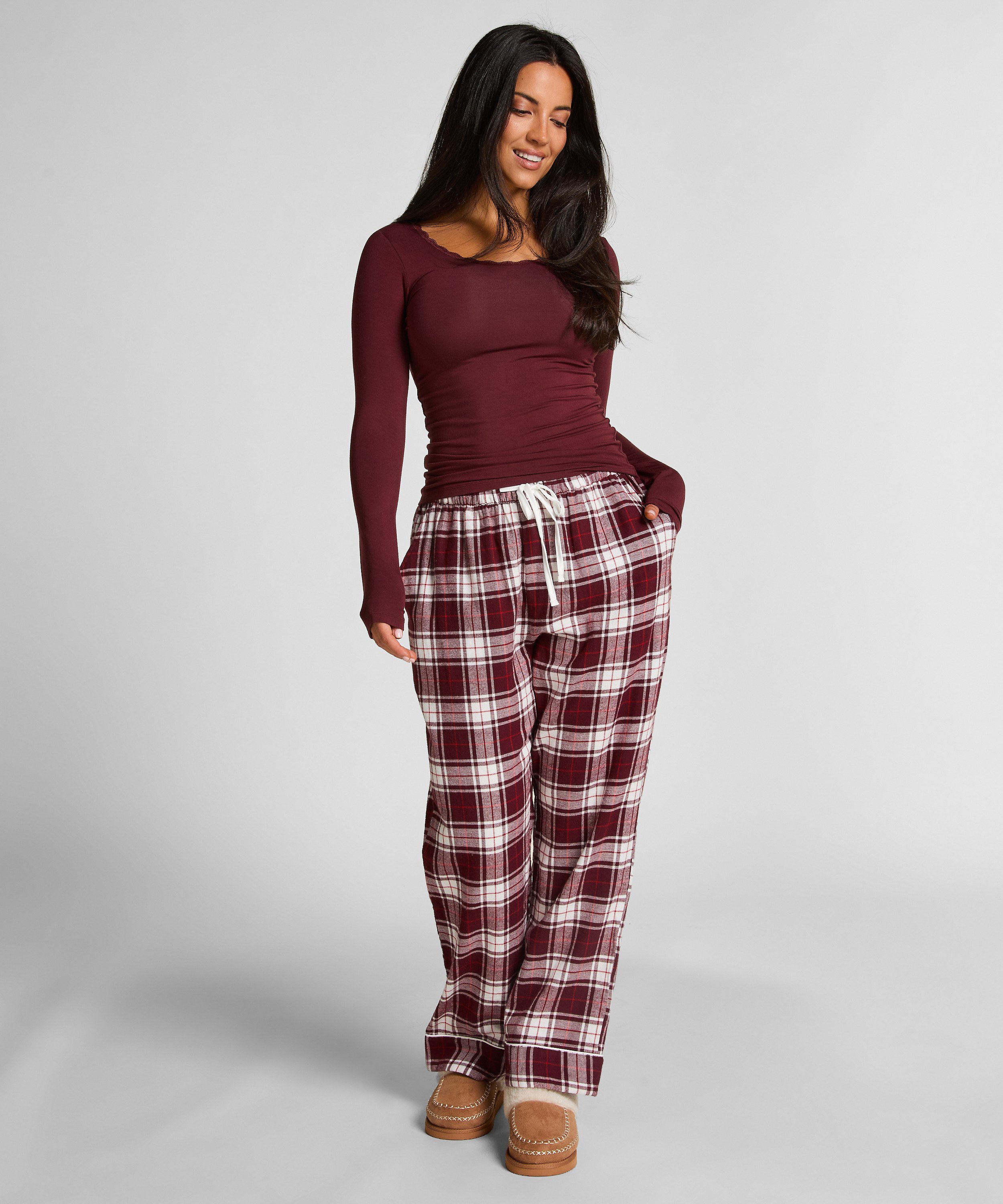 Petite Flannel Pyjama Pants, Purple, main