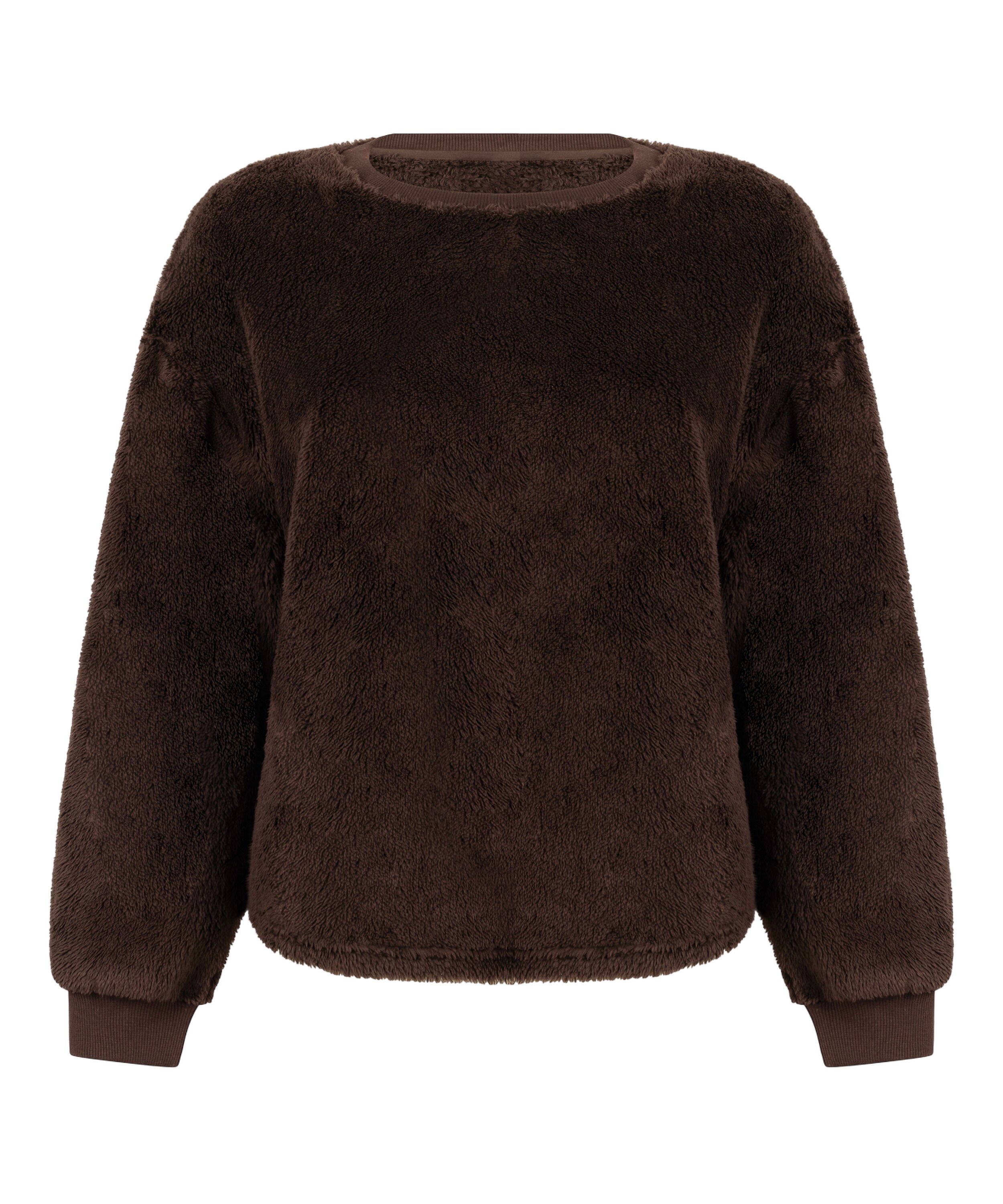 Longsleeved Top Fluffy Fleece, Brown
