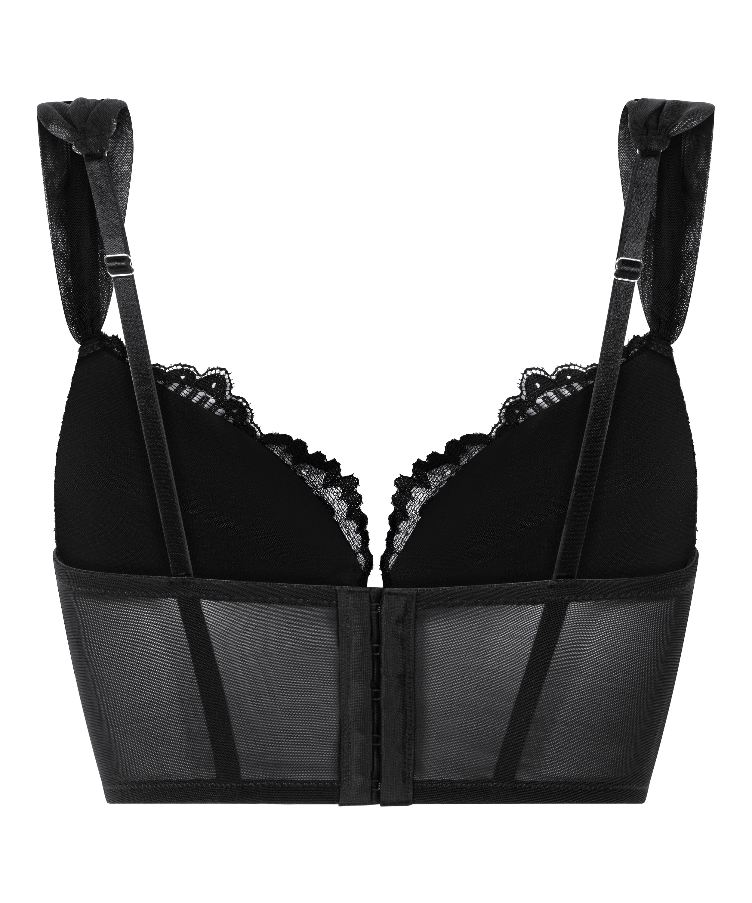 Whitney Padded Underwired Longline Push-Up Bra, Black, main