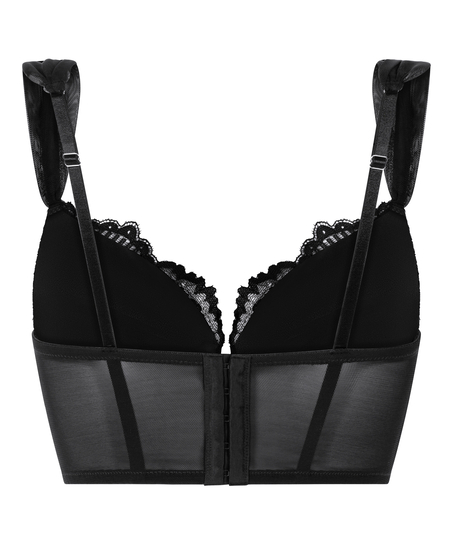 Whitney Padded Underwired Longline Push-Up Bra, Black