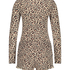 Leopard Brushed Short Onesie, Beige