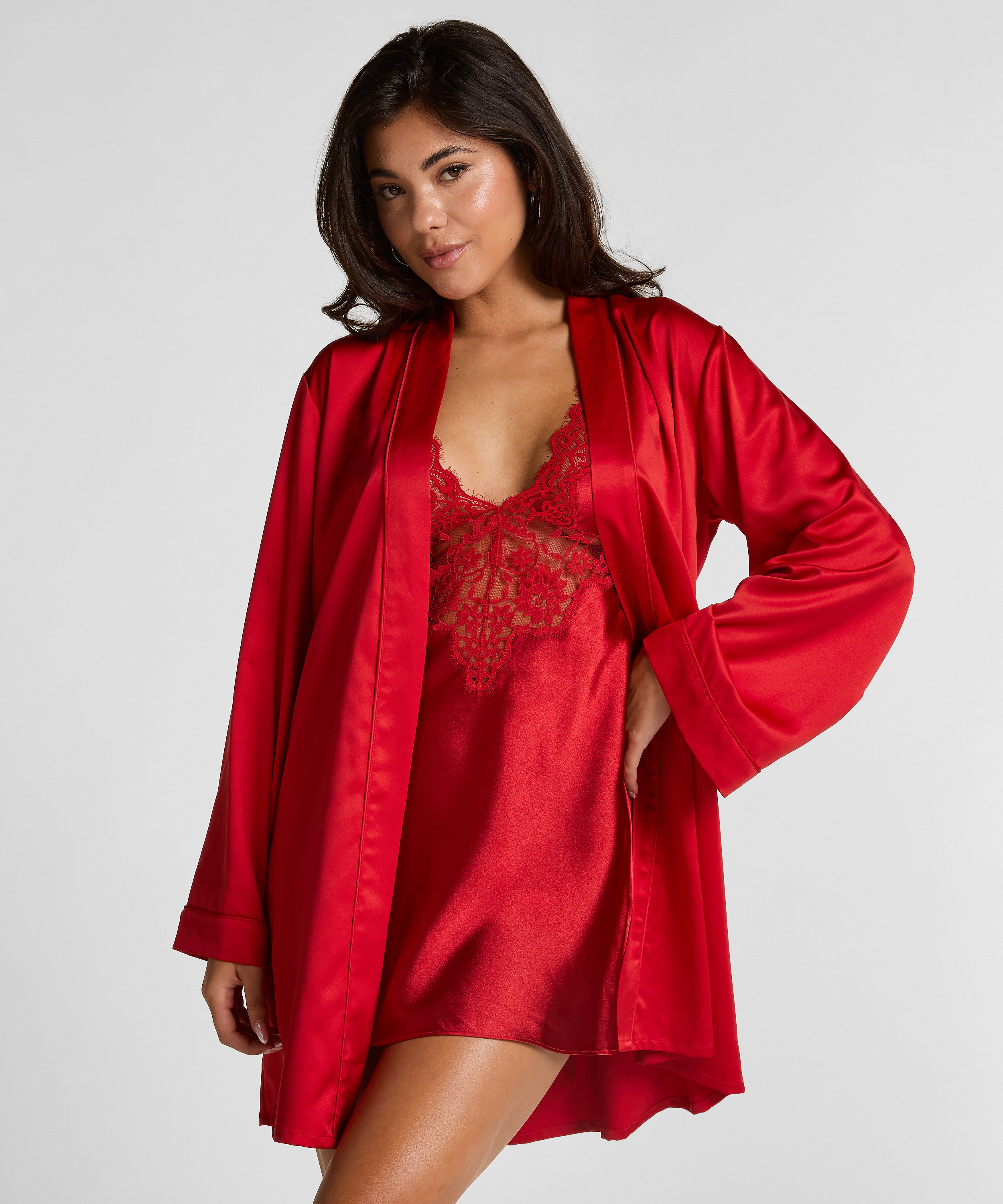 Satin kimono, Red, main