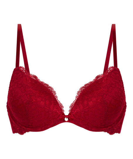 Marine Padded Push-Up Underwired Bra, Red