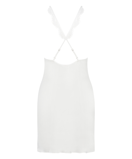 Satin Slip Dress, White