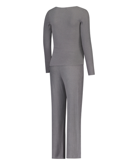 Brushed Rib Maternity Pyjama Set, Gray