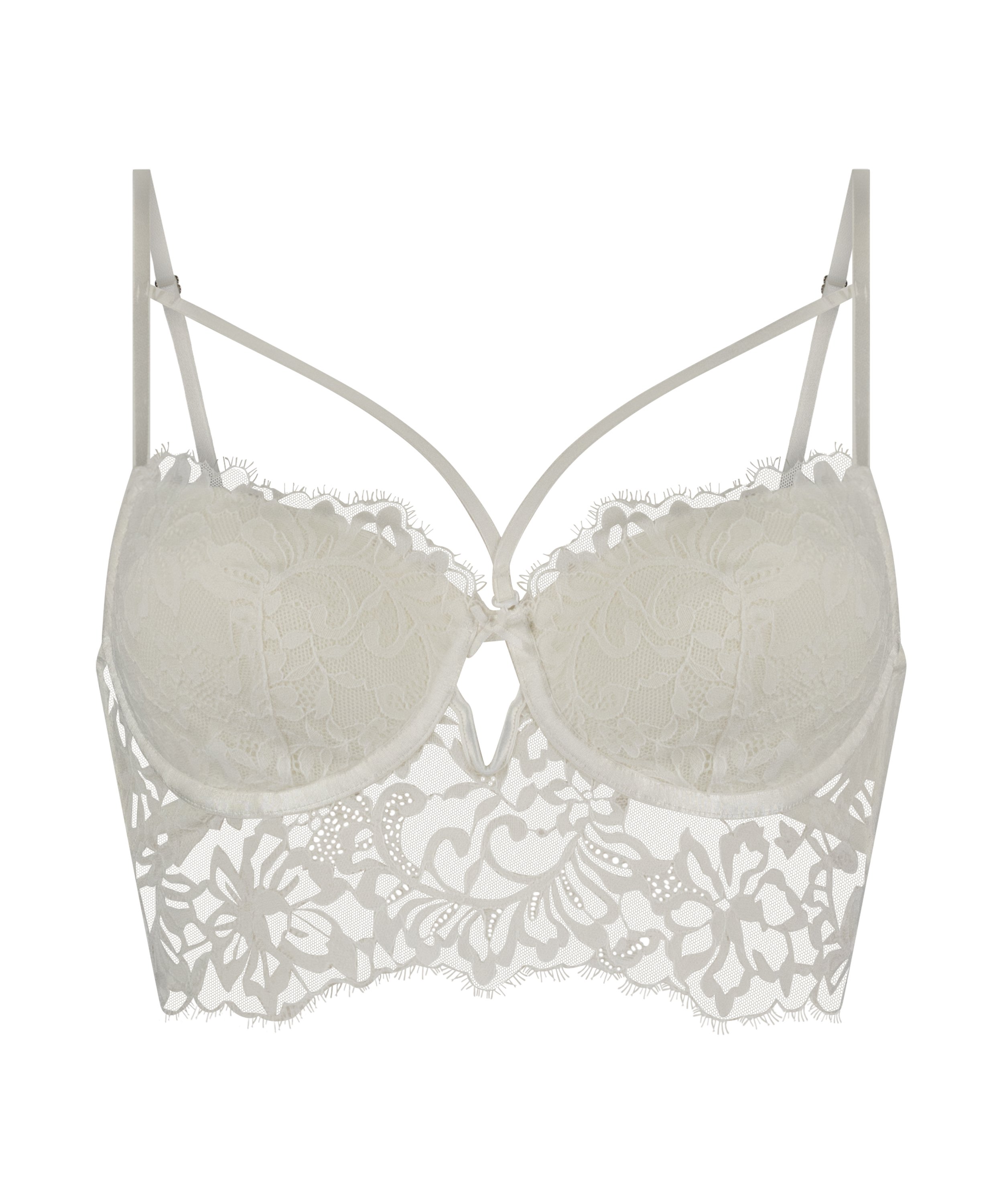 Isabella Padded Underwired Longline Bra, White, main