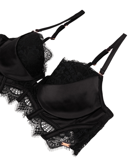 Zoe Padded Longline Underwired Bra, Black