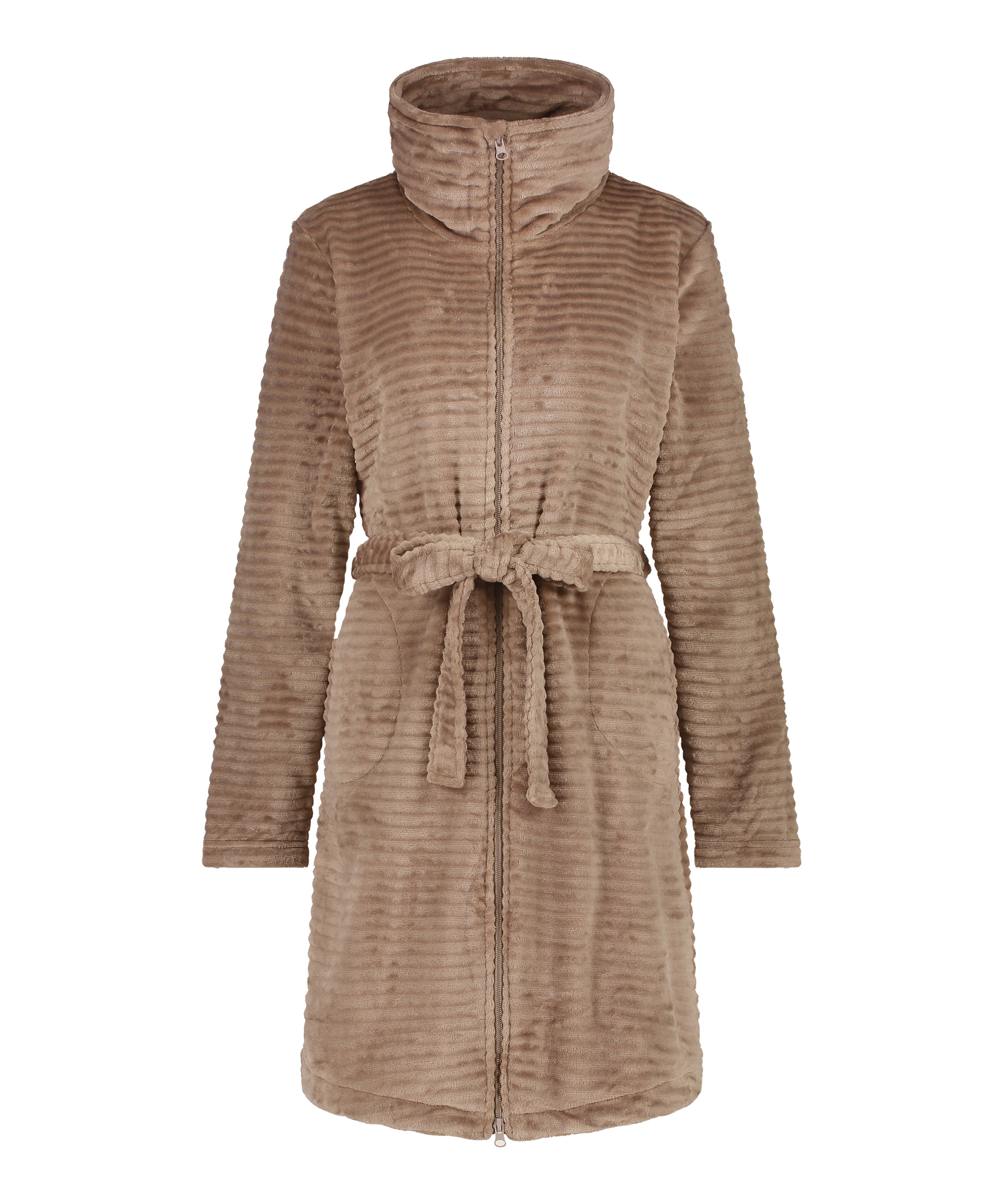 Fleece Zip Bathrobe, Gray, main