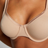 Satin Fleece Non-Padded Underwired Bra, Beige