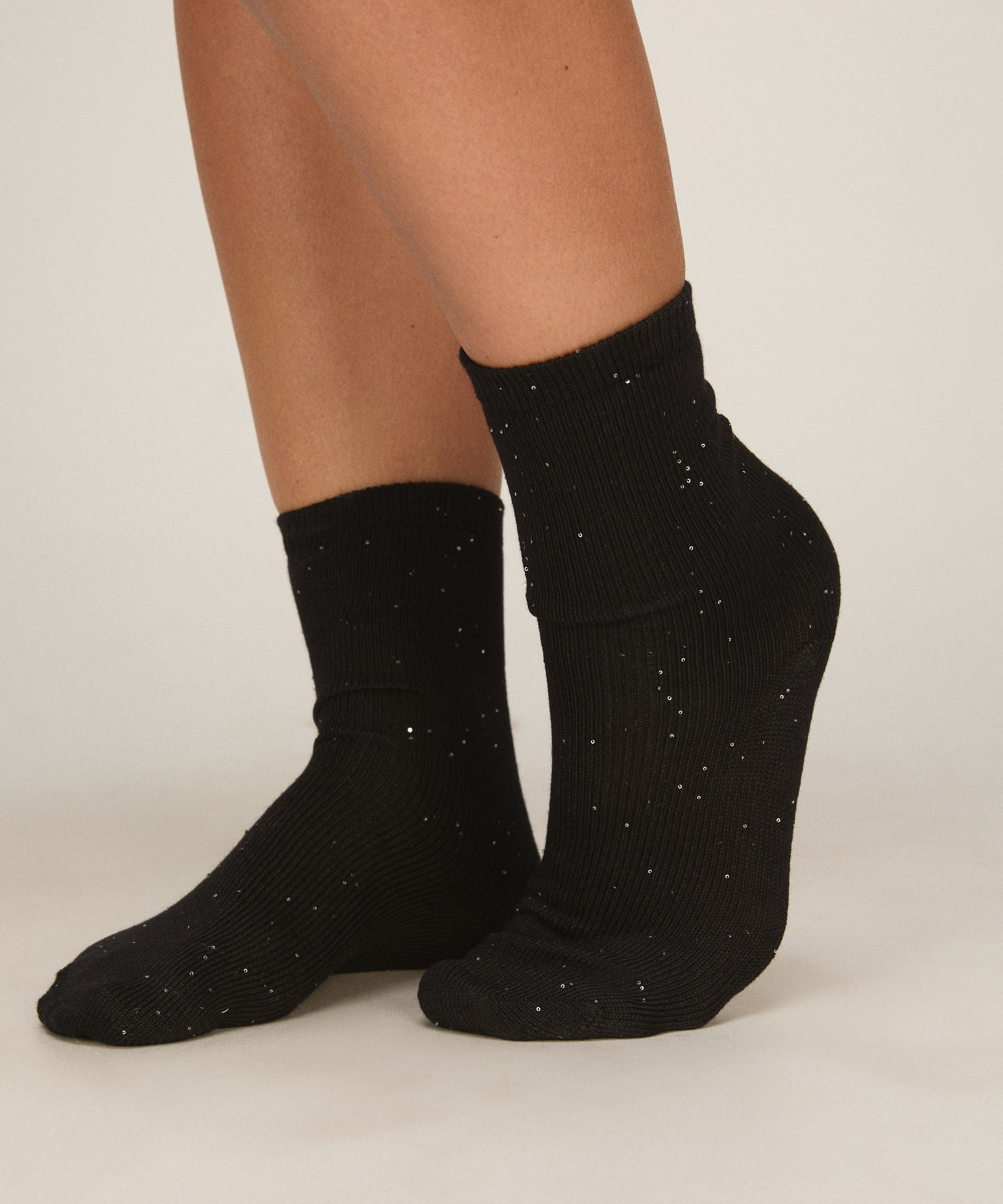 Socks Sequin Crew, Black, main