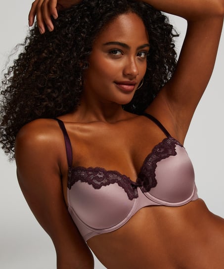 Lace & Shine Padded Underwired Bra, Purple