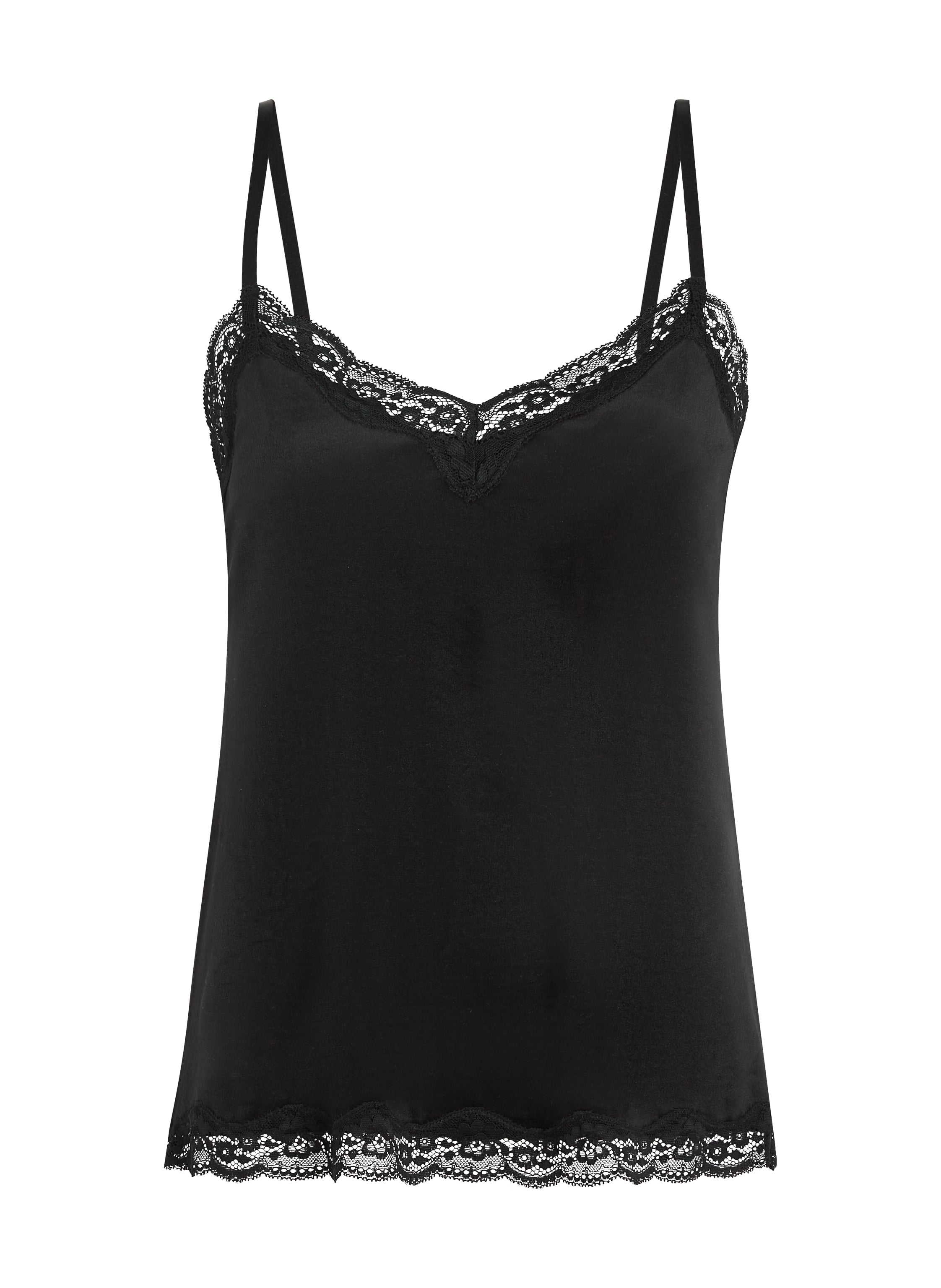 Pyjama Cami Velours Lace, Black, main