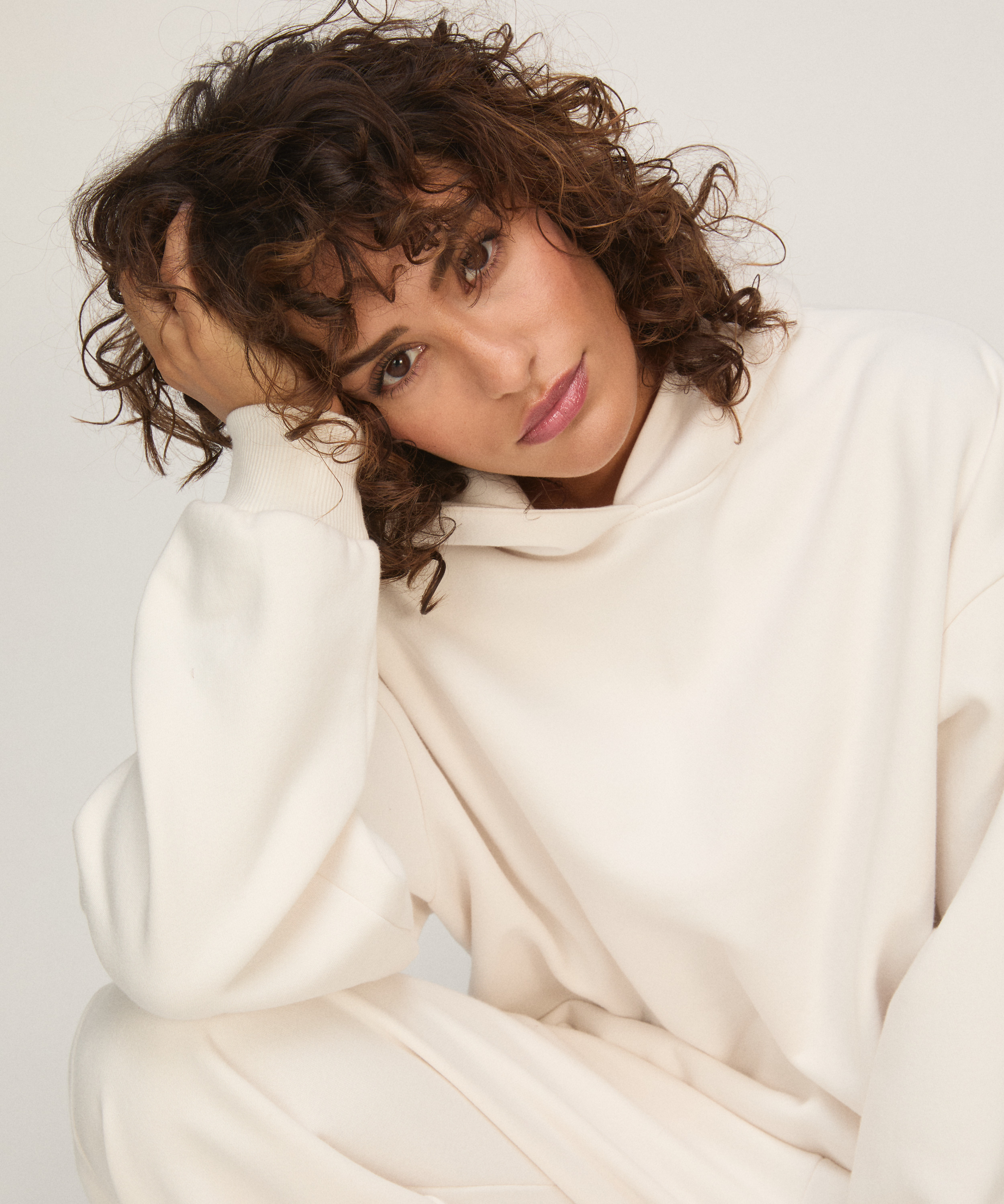 Hoodie Brushed Sweat, White, main