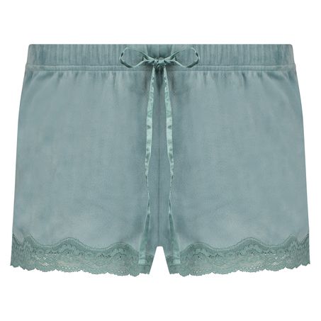 Velvet lace shorts, Green