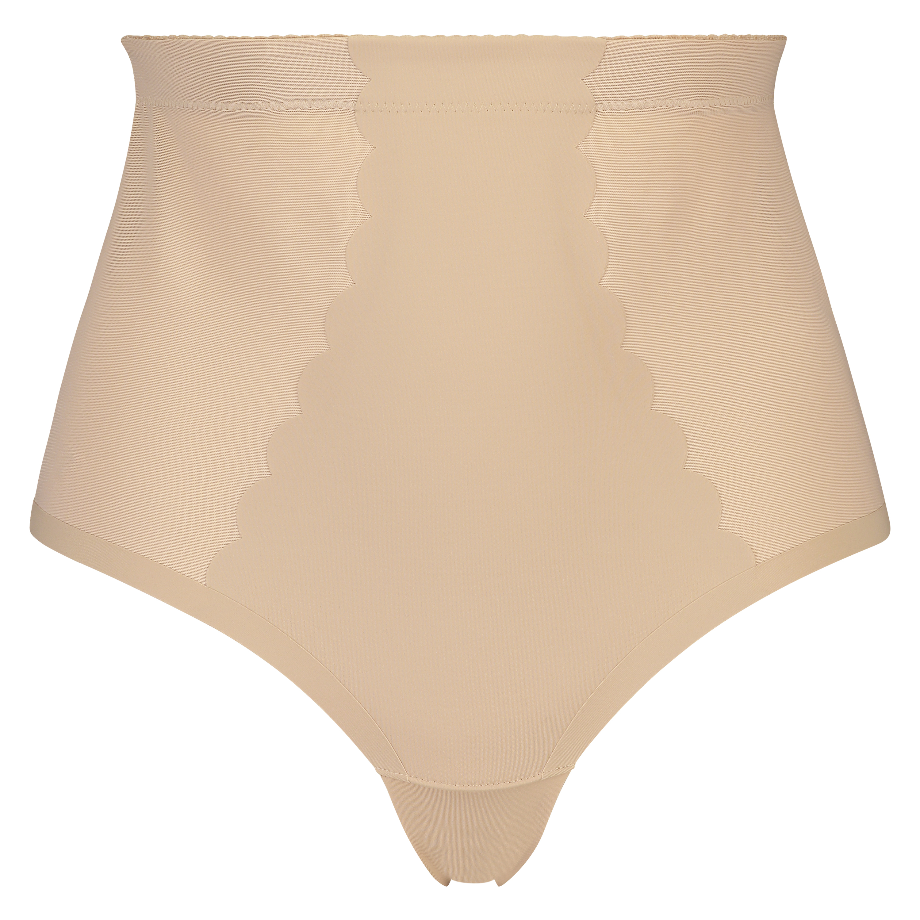 Sculpting scallop high waisted thong - Level 3, Beige, main