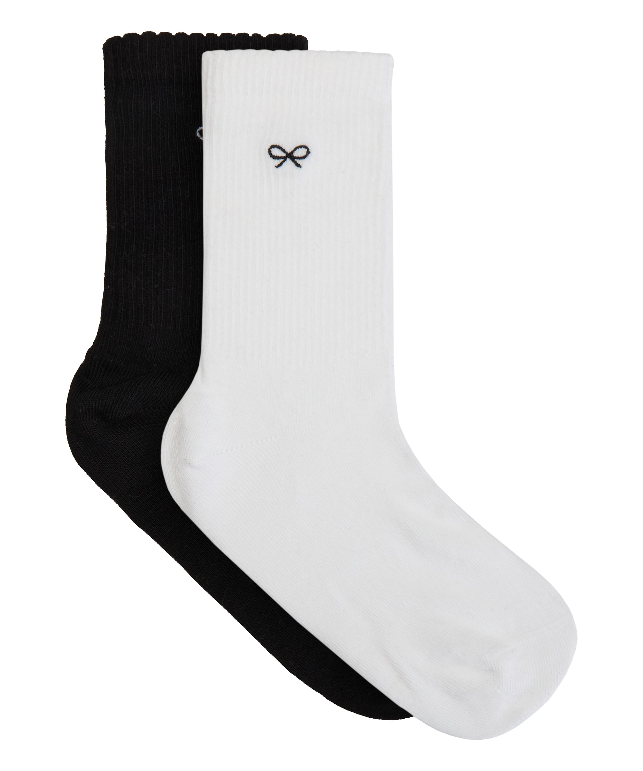 2 Pair Cotton Crew Socks, White, main