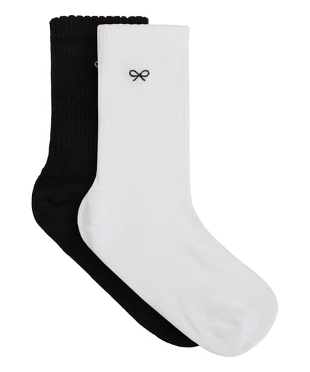 2 Pair Cotton Crew Socks, White